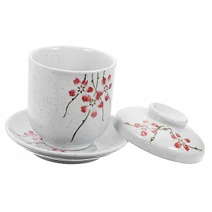 Чаша для тушения VICASKY керамическая японская с тарелкой и крышкой - Фото 1