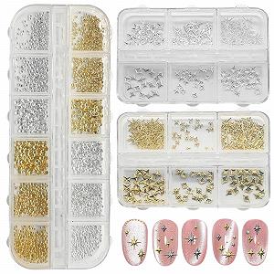 Набір бісеру зірок 3400 шт золотого та срібного кольорів, - Фото 1