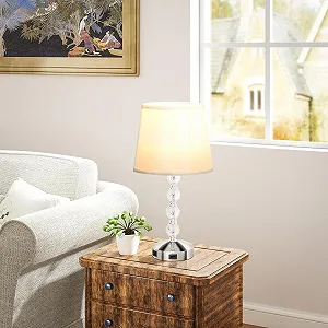 Настільна LED лампа HOMCOM Crystal E27 USB 23 x 23 x 45 см Срібляста Скляна synthetic.ua - Фото 1