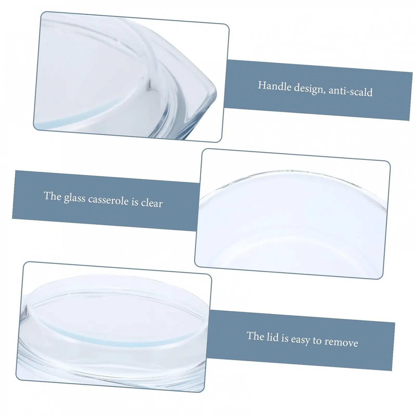 Кастрюля стеклянная NOLITOY для микроволновой печи с плоской крышкой жаропрочная штабелируемая Прозрачный, фото №4