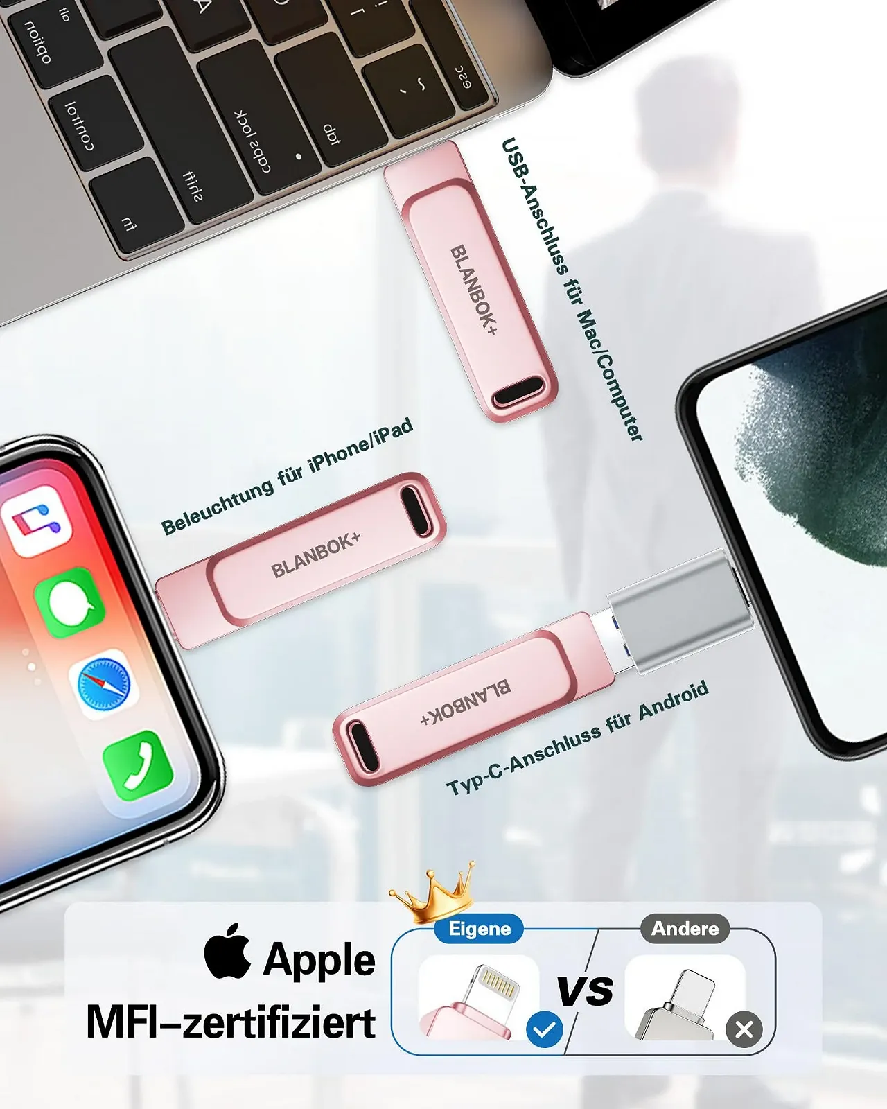 USB-накопичувач 3-in-1 Flash Drive 512 ГБ Pink, фото №2 USB-накопичувач 3-in-1 Flash Drive 512 ГБ Pink, фото №2