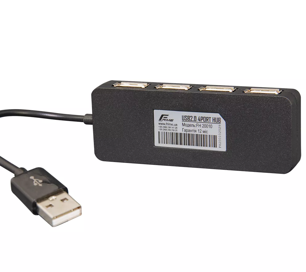 Концентратор USB 2.0 Frime 4хUSB2.0 Black (FH-20010), фото №3