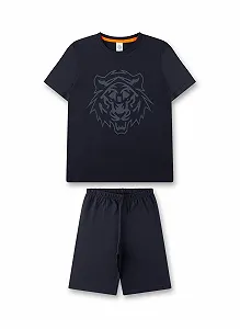 Пижама Sanetta для мальчиков, шорты, темно-синяя - Фото 1