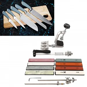 Профессиональная система заточки ножей с 10 камнями поворотная 360 градусов фиксированный угол synthetic.ua - Фото 1