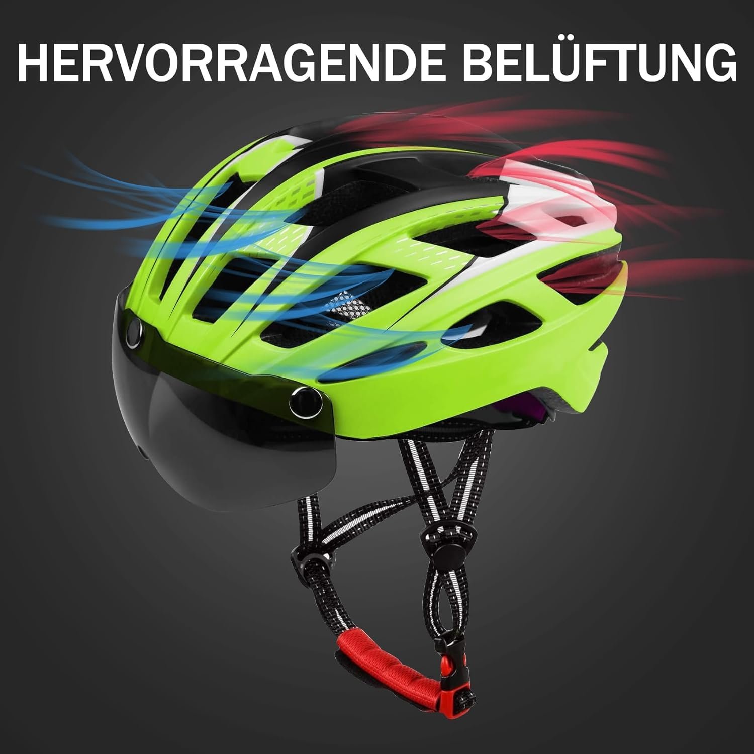 Велосипедний шолом KINGLEAD MTB з магнітним візором, регульований, легкий, з вбудованим світлодіодним заднім ліхтарем, фото №5
