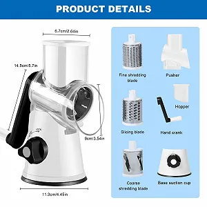 Тертка з ручкою для сиру, терка для овочів з 3 барабанними лезами synthetic.ua - Фото 1