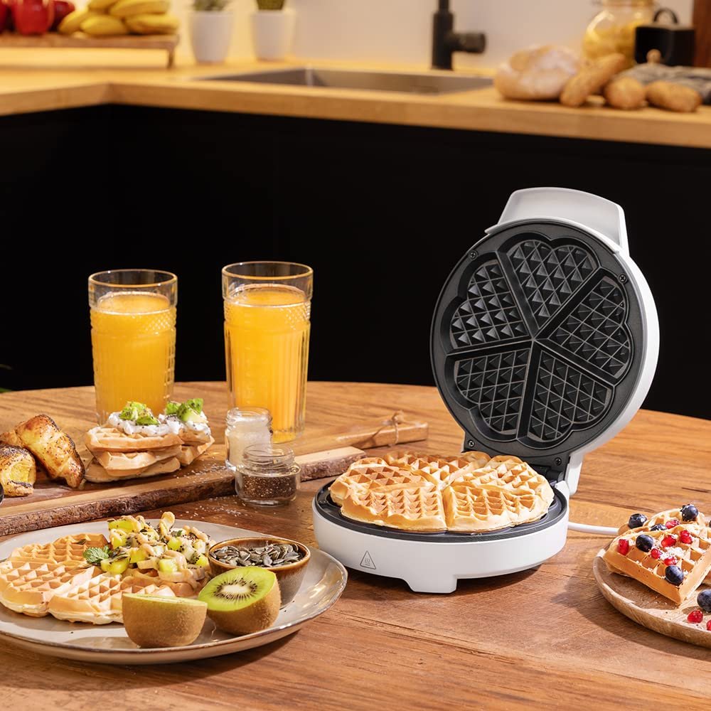Вафельница Cecotec Fun Gofrestone Sweetie, 1000 Вт, для 1 большой вафли или 5 вафель в форме сердца, антипригарное покрытие, нержавеющая сталь, фото №3