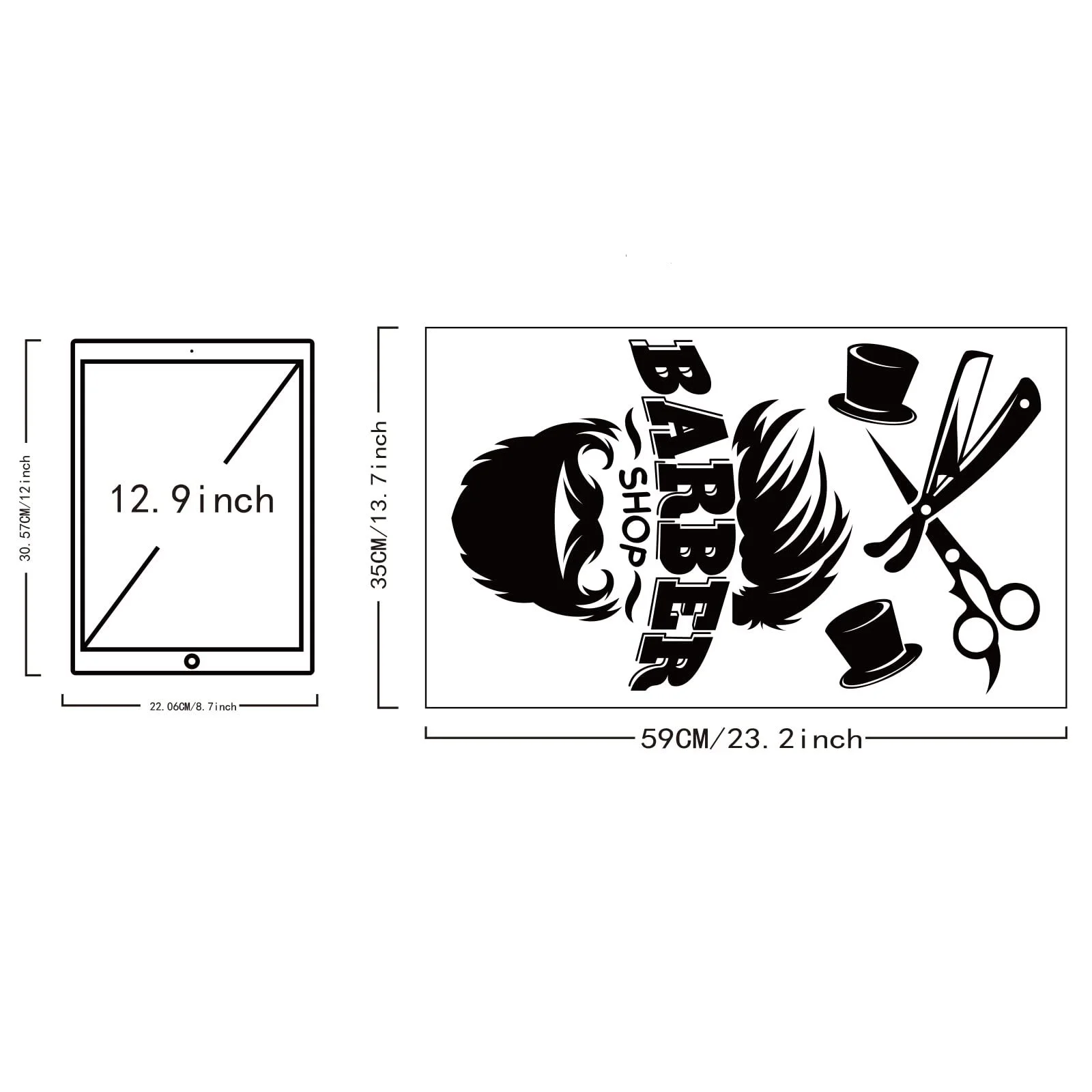 Наклейка на стіну SUPERDANT Barber Shop Beard Magic Hat 59 x 35 см чорна, фото №2 Наклейка на стіну SUPERDANT Barber Shop Beard Magic Hat 59 x 35 см чорна, фото №2