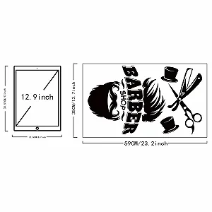 Наклейка на стіну SUPERDANT Barber Shop Beard Magic Hat 59 x 35 см чорна synthetic.ua - Фото 1