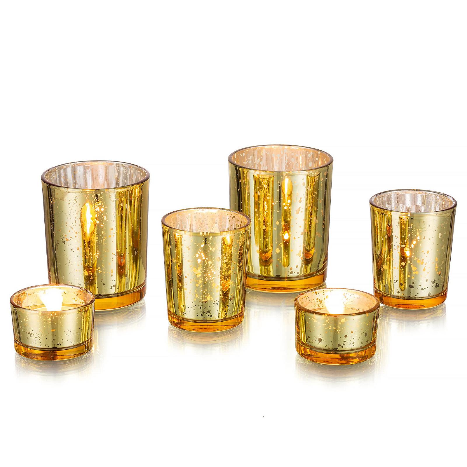 Тримач для чайної свічки Glasseam Золотий 6 Штук, фото №1