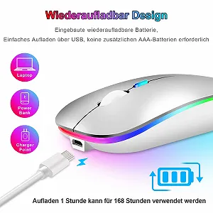 Миша Bluetooth Бездротова (Bluetooth 5.1 + USB 2.4 GHz) LED Двохрежимна Перезаряджувана Оптична Офісна для Ноутбука MacBook Air Pro, iPad, ПК synthetic.ua - Фото 1