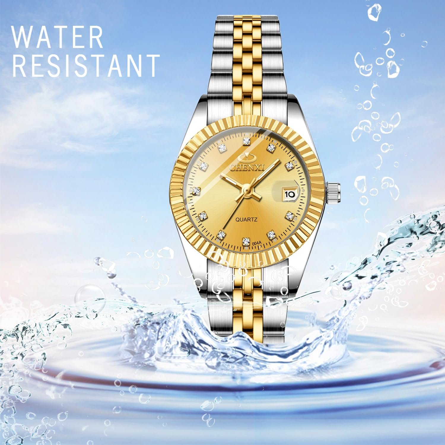 Наручные часы OIDEA Парные С датой Со стразами: Золотые Мужские часы Женские часы Аналоговые Кварцевые С календарем Циферблат со светящимися Стрелками Ремешок из нержавеющей стали, фото №6 Наручные часы OIDEA Парные С датой Со стразами: Золотые Мужские часы Женские часы Аналоговые Кварцевые С календарем Циферблат со светящимися Стрелками Ремешок из нержавеющей стали, фото №6