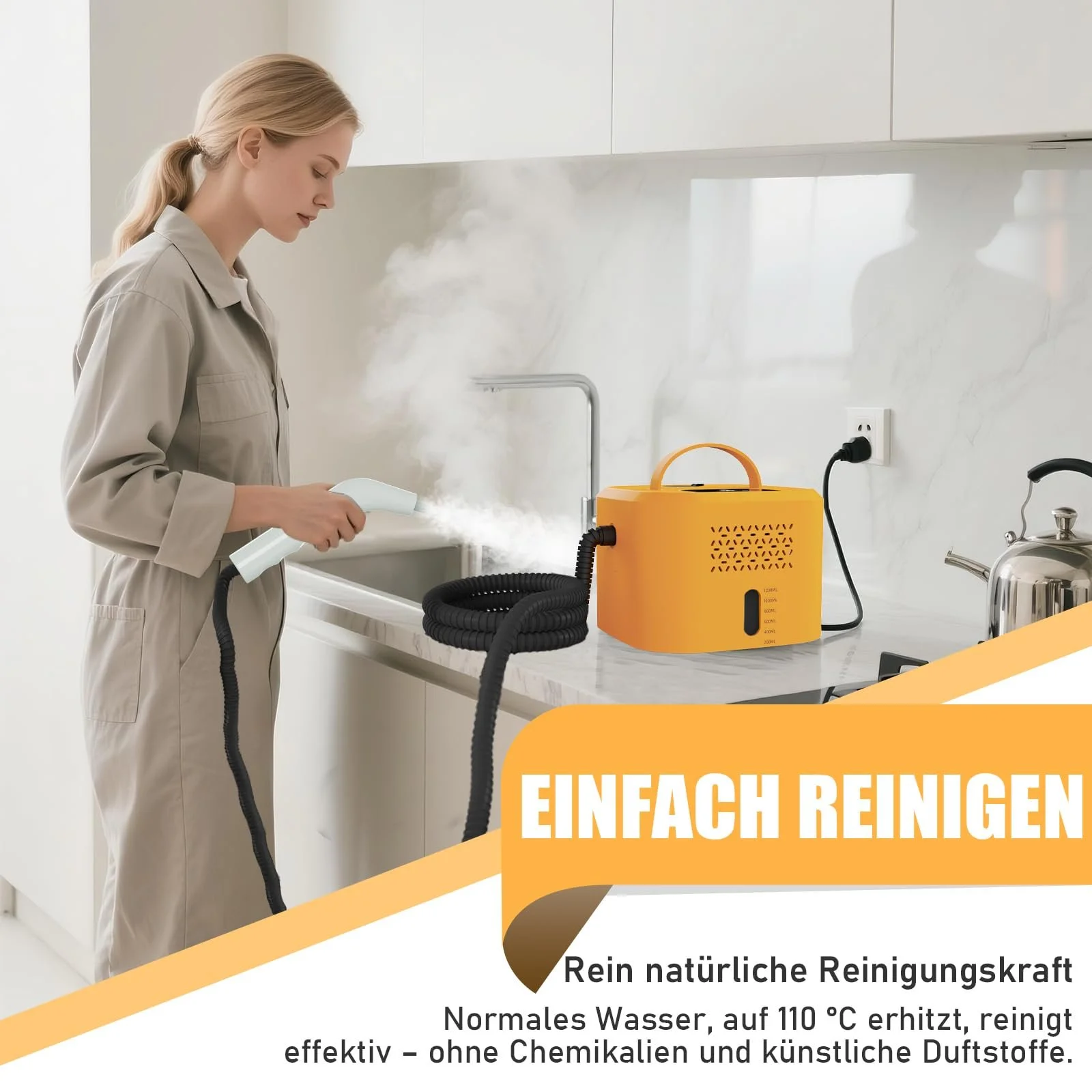 Пароочисник ручний з 6 насадками-щітками компактний 1.6 L, фото №6