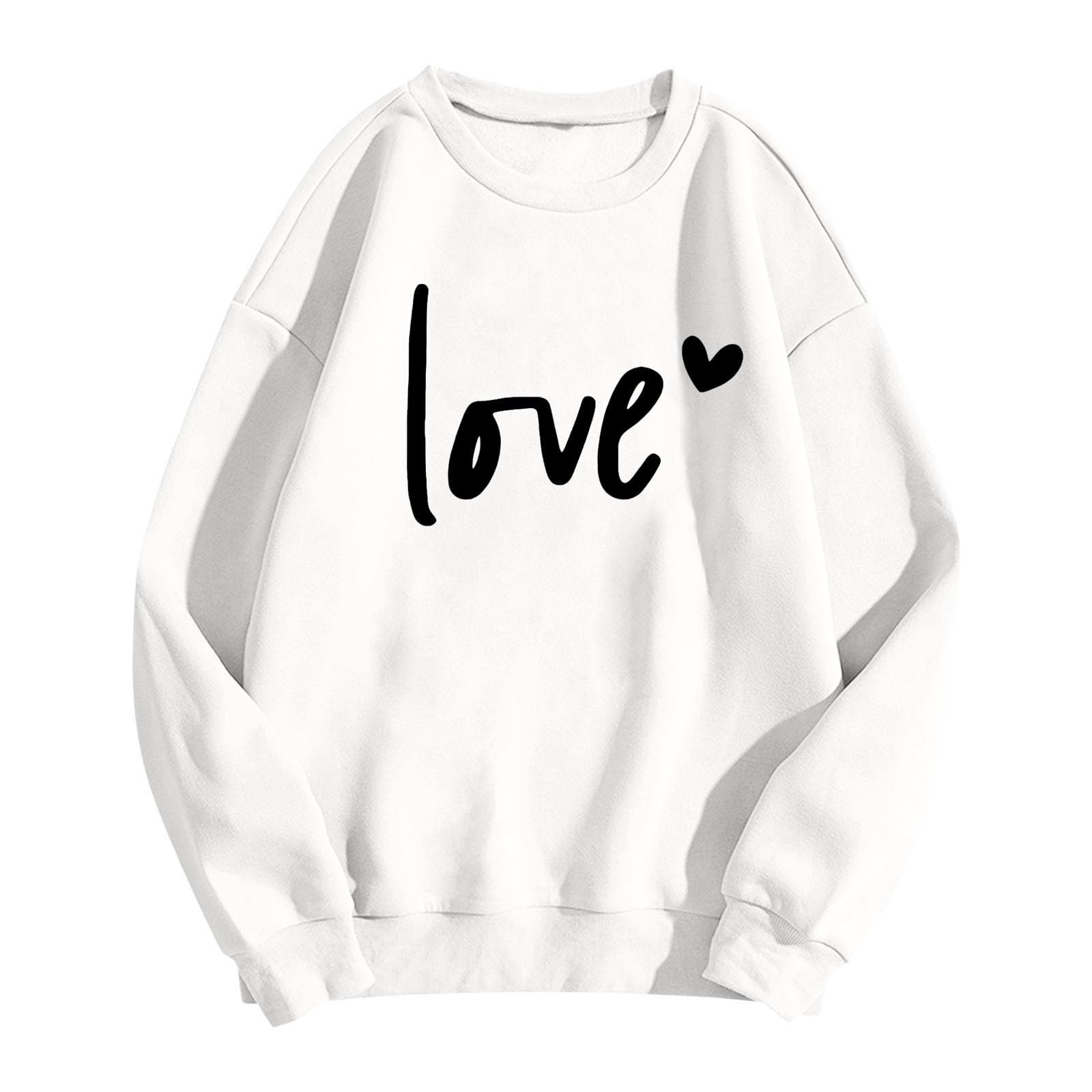 Пуловер Женский на День Святого Валентина Generisch Love Милый Принт Блузка с Длинными Рукавами Круглый вырез Свитшот Свитер Пуловер Повседневный Спортивный Y2k-Shirt Осенняя Зимняя Уличная одежда, фото №4