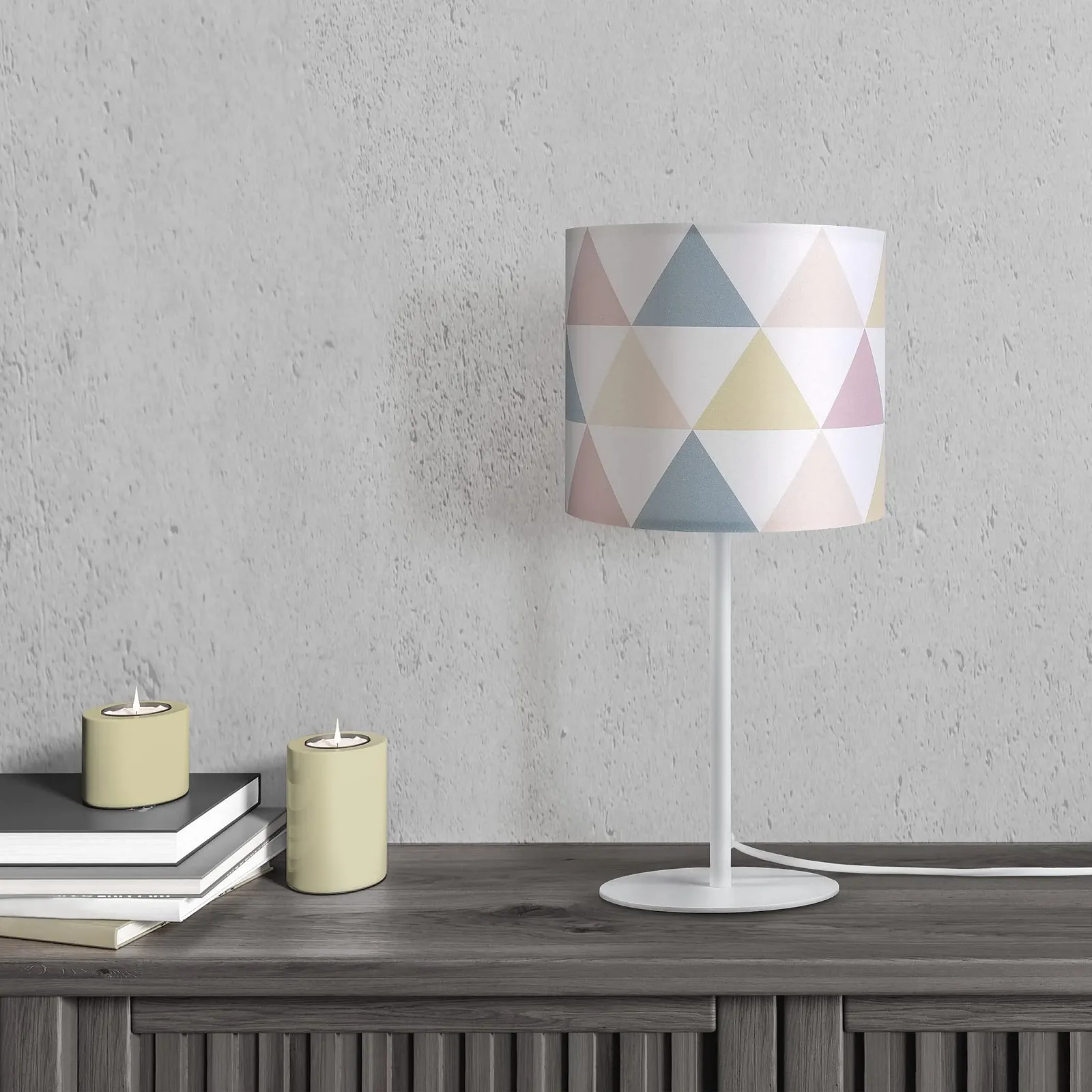 Настільна лампа Paco Home Fabric Lampshade Bedside Lamp E14 Vintage Retro Round Dots, фото №2
