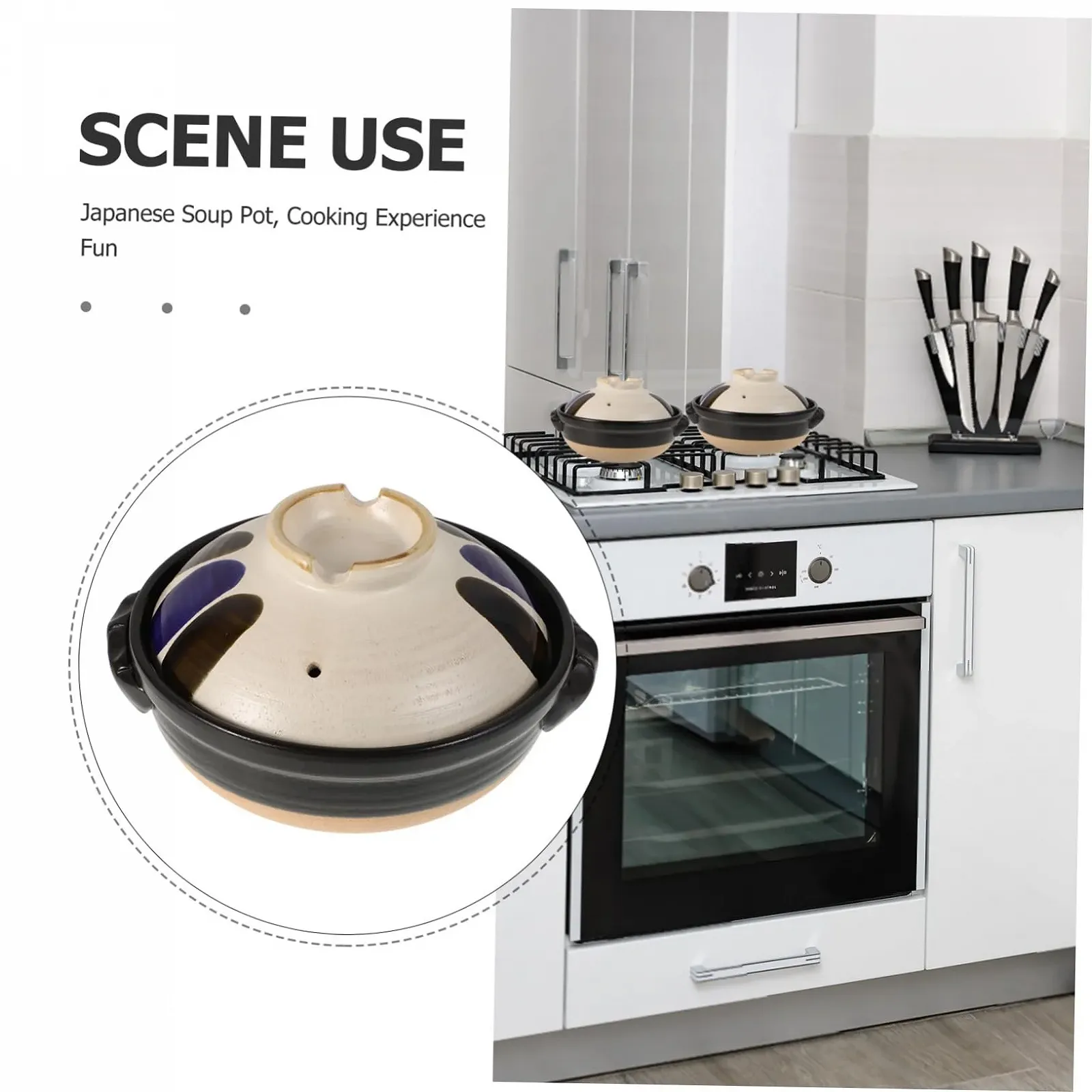 Керамическая кастрюля SOIMISS Японская Термостойкая с крышкой, фото №7