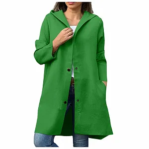 Куртка Вовняна з капюшоном Однотонна - Фото 1