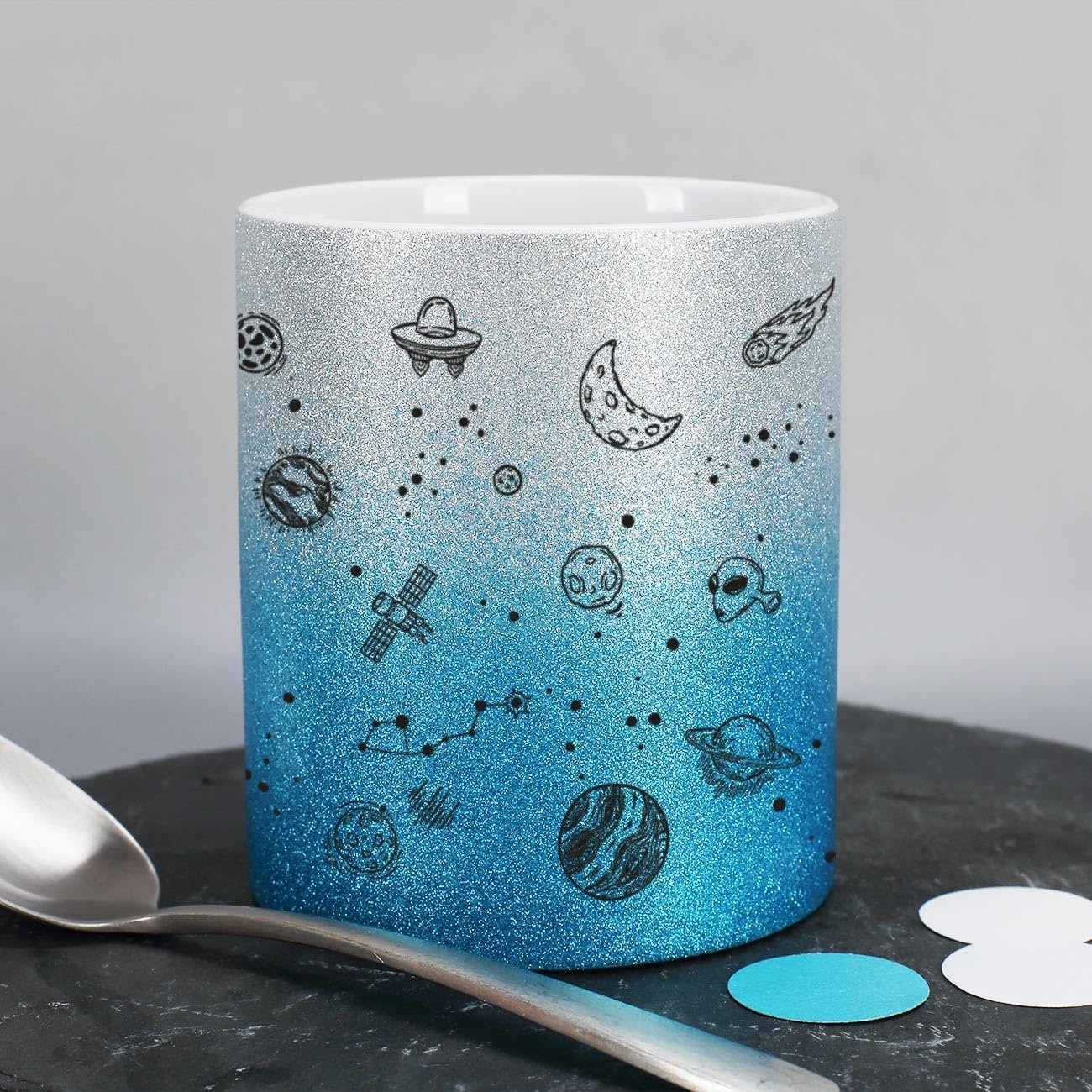 Блискуча Кружка Striefchen з Космічним Мотивом та Персоналізованим Iм'ям Керамічна 300 мл, фото №4