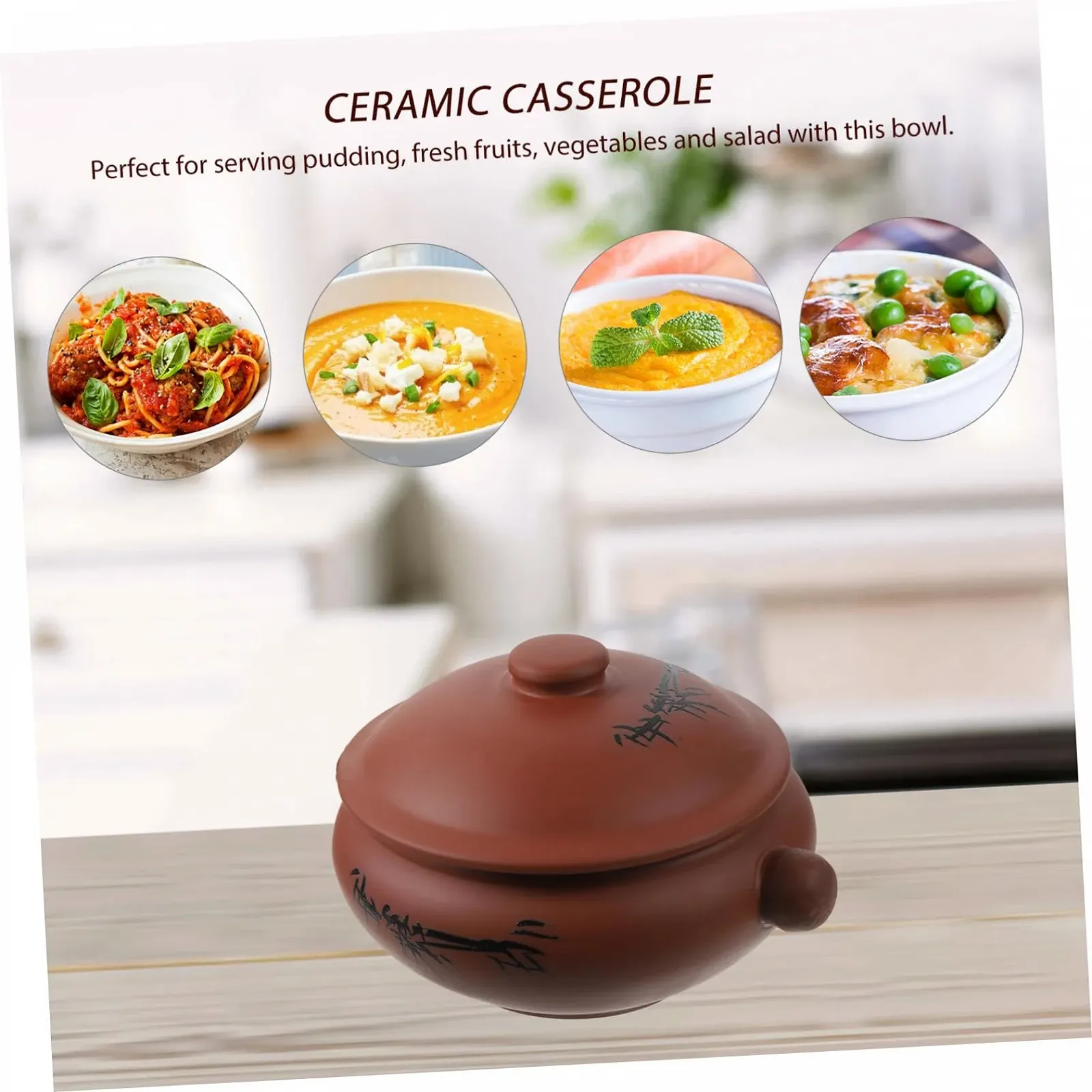 Кастрюля керамическая Abaodam пароварка с крышкой для тушения, фото №9 Кастрюля керамическая Abaodam пароварка с крышкой для тушения, фото №9