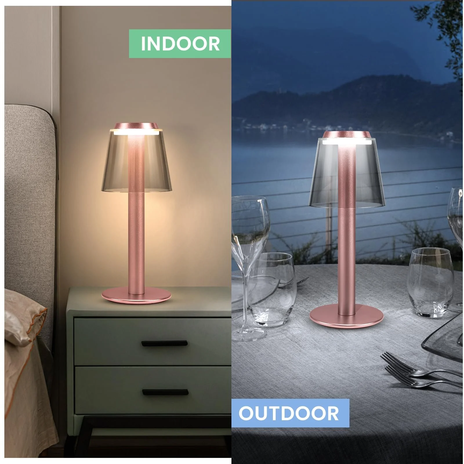 Настільна лампа Wireless сенсорна димована акумуляторна металева 3 рівні яскравості LED, фото №7