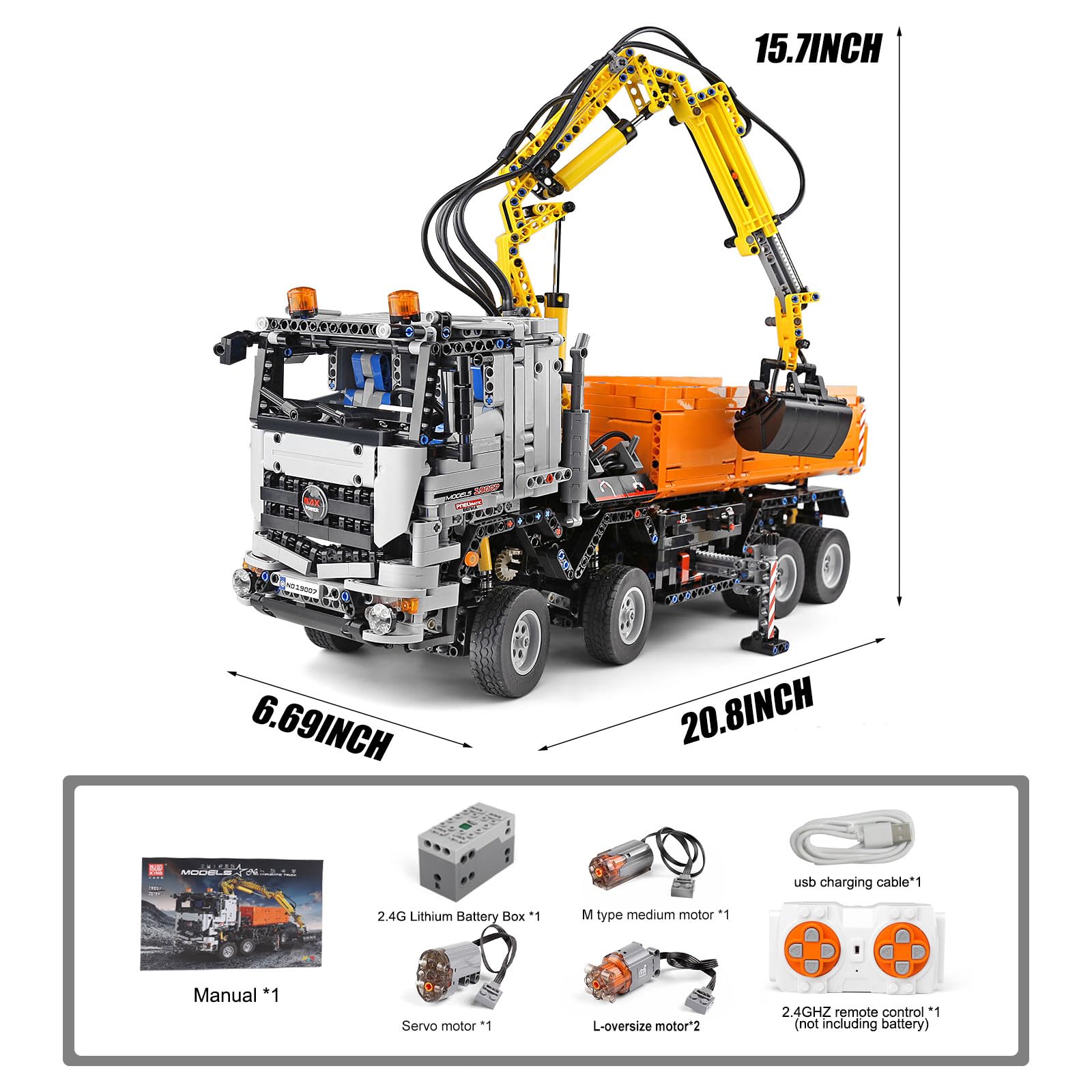 Набір блоків Mould King 19007 Remote-Controlled Pneumatic FGV Великий, фото №4
