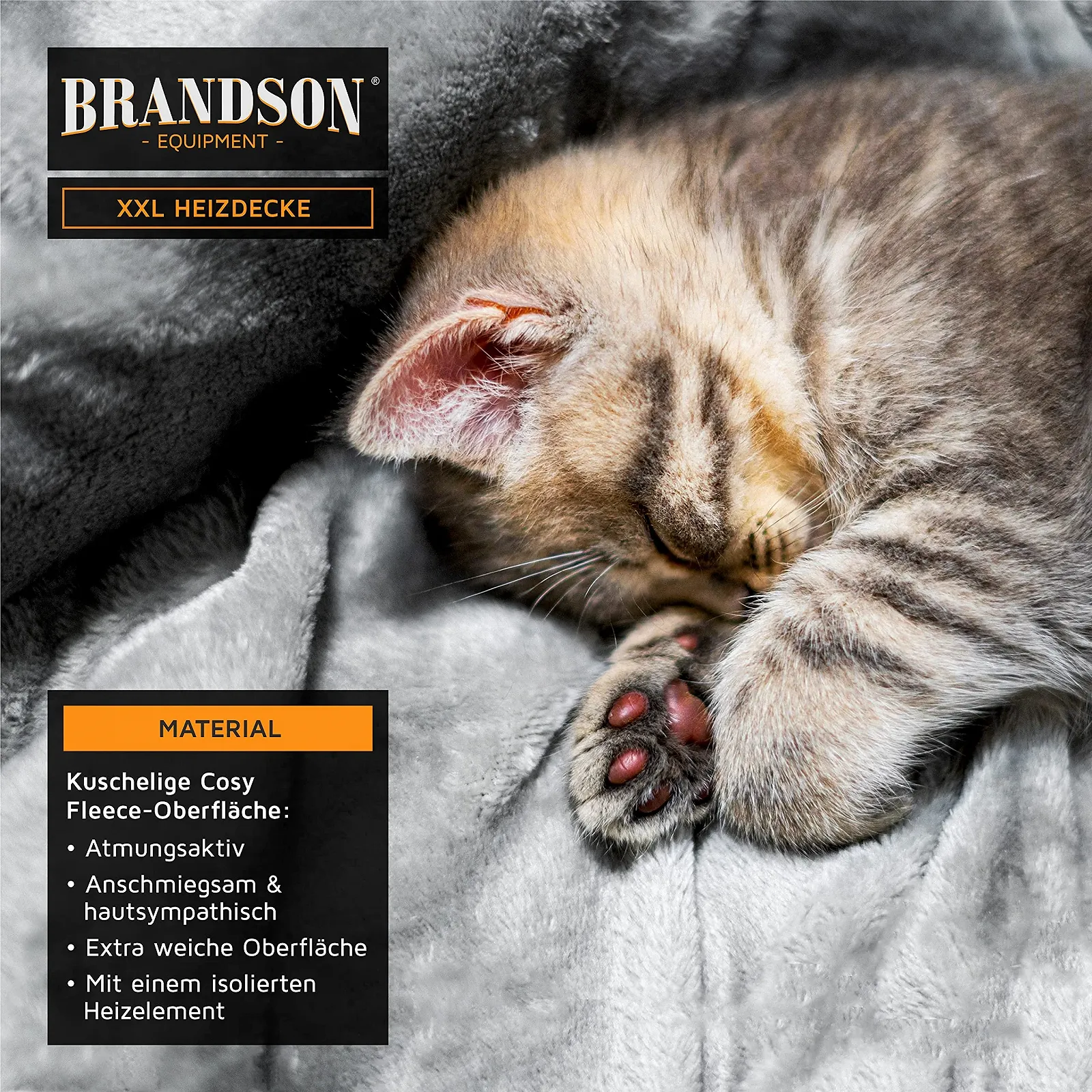 Електрична ковдра Brandson XXL 180 x 130 см. Сірий колір, фото №5