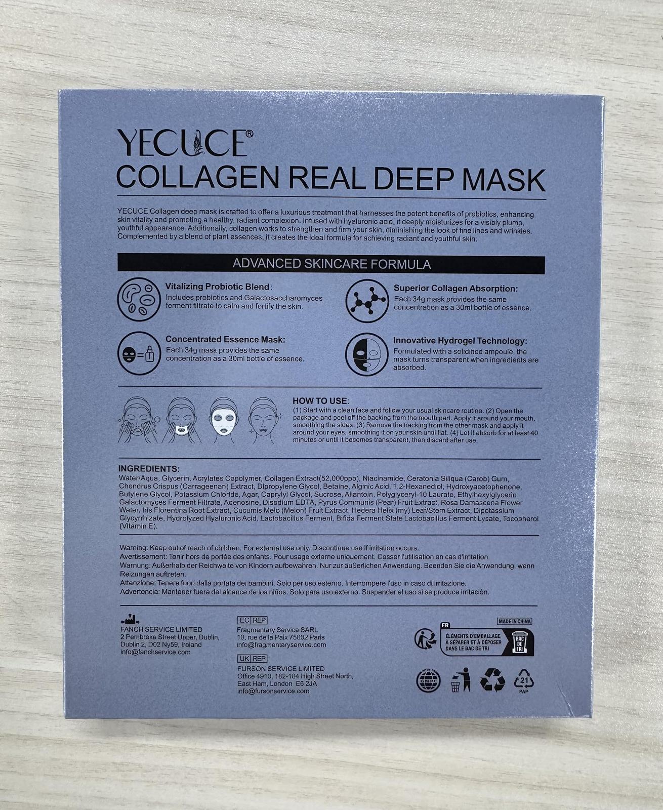 Маска Коллагеновая, упаковка из 6 штук Маска Коллагеновая, Ночная маска для лица Коллагеновая, Маска для лица Коллагеновая для женщин Увлажняющая, Органическая маска для лица Коллагеновая против старения, фото №7