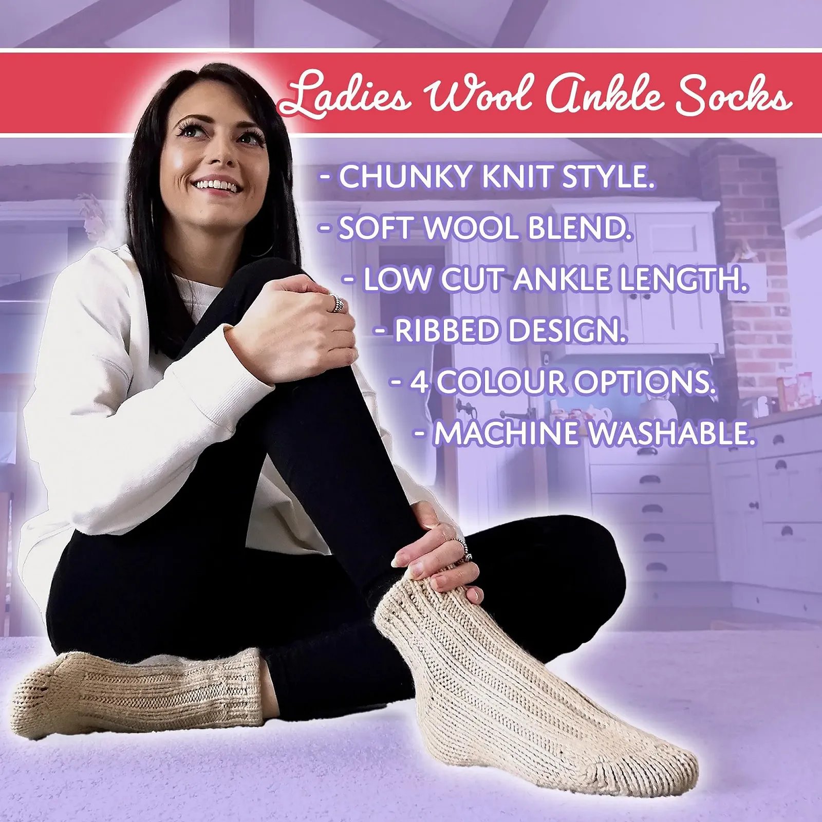 Носки Wool Sock Snob Женские Зимние Короткие Вязаные Цветные в Норвежском Стиле, фото №5