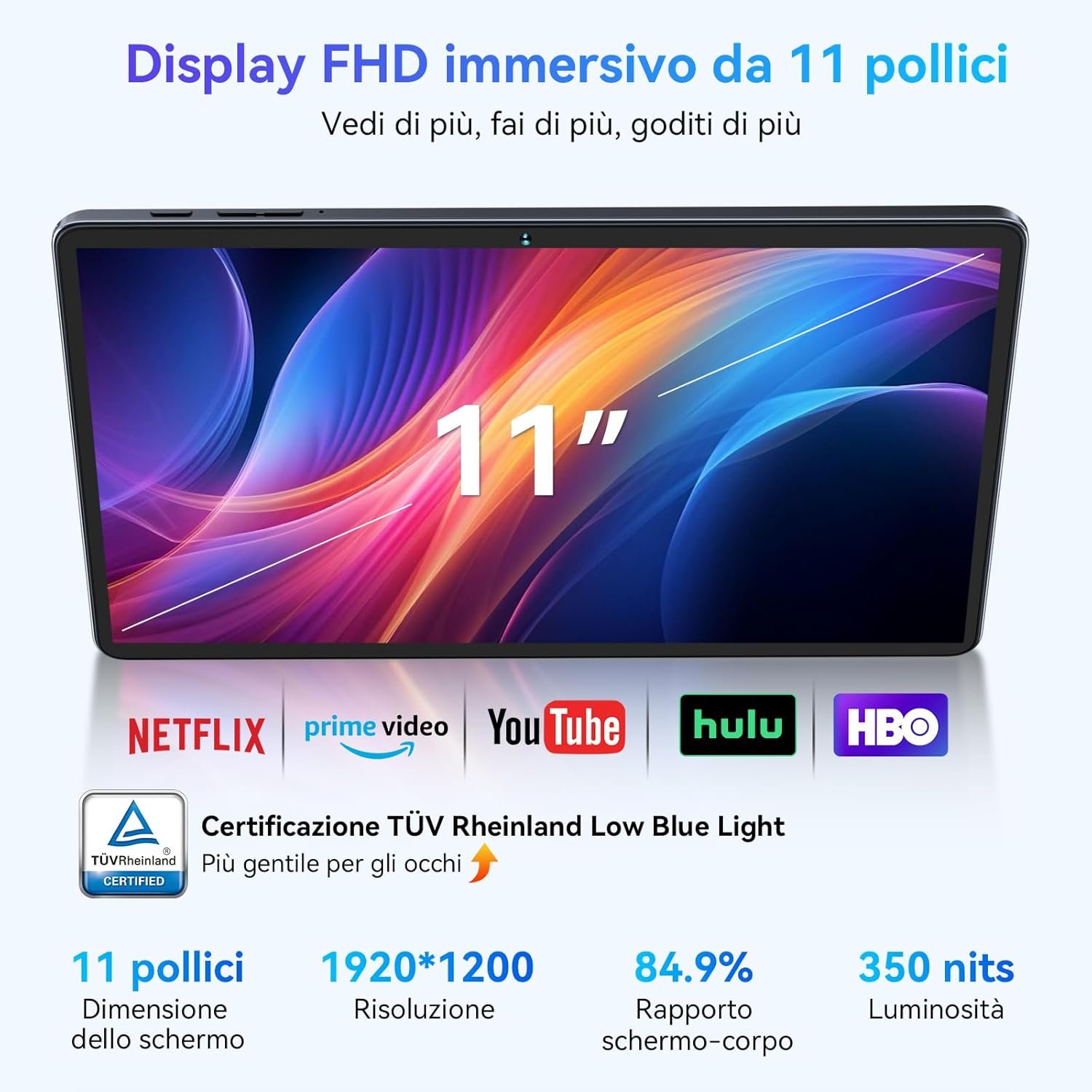 Планшет 11" Full HD TABWEE W90 (8+16)/256Gb 4G 2-SIM 8 ядер Android 15 8000 mAh Чорний, фото №4