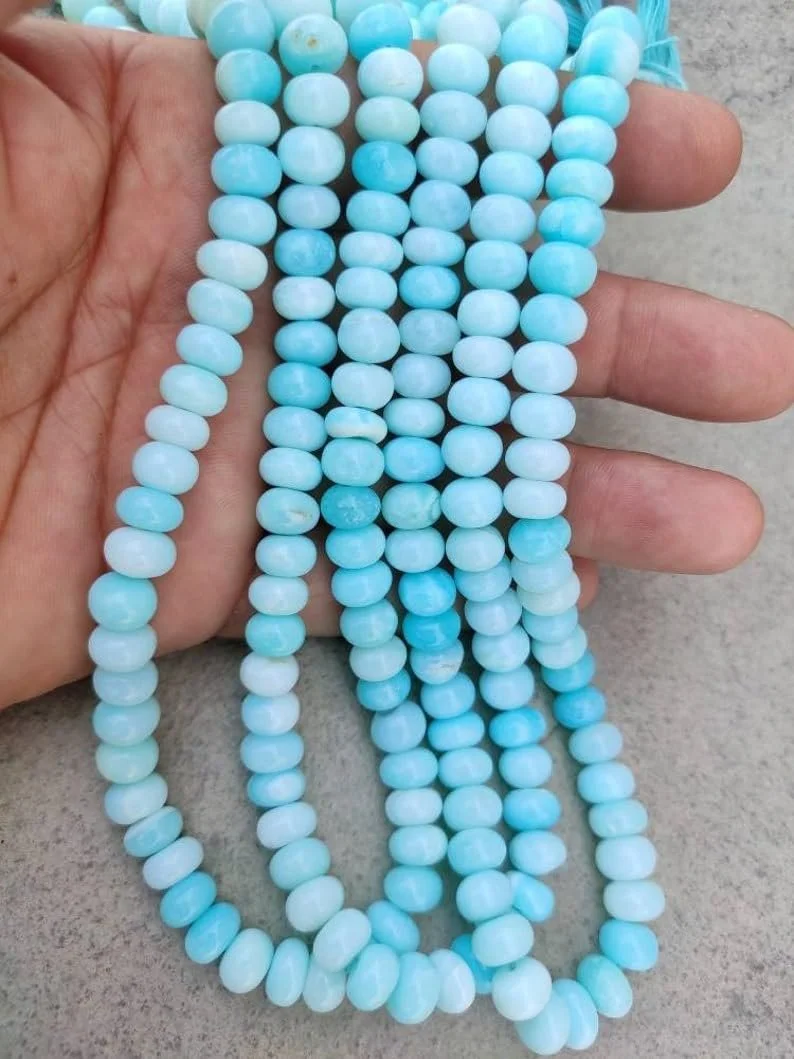 Намистини з натурального опалу, рондель, гладкі, 8.5-9 мм, нитка довжиною 40 см, для намиста, браслета, фото №1