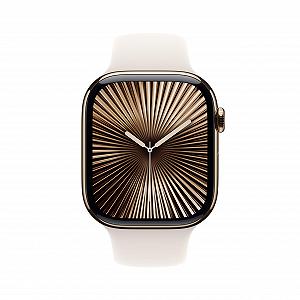 Смарт-годинник Apple Series 10 (GPS + Cellular) 46 мм, титановий корпус, золотий, спортивний ремінець Полярна зірка (M/L) synthetic.ua - Фото 1