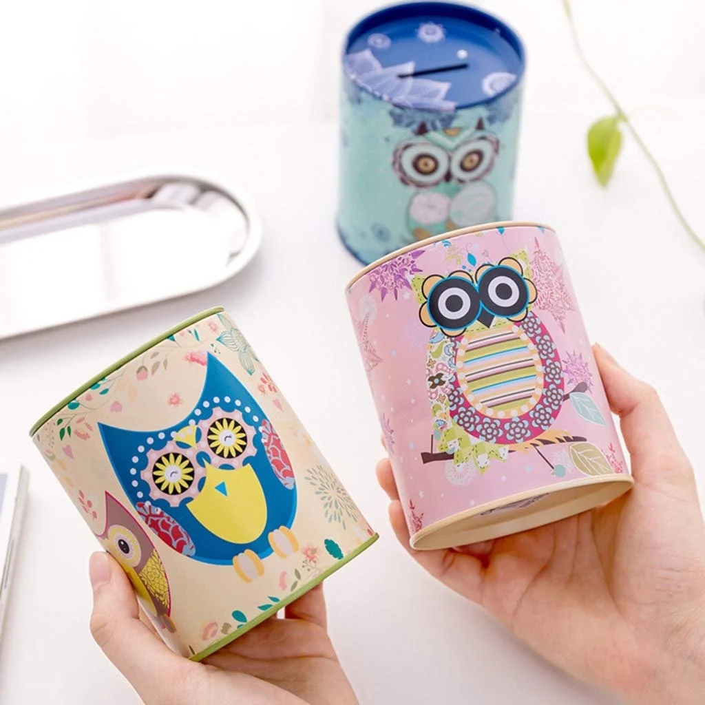 Скарбничка Creative Vintage Tinplate Cylinder Owl Geometric, фото №5