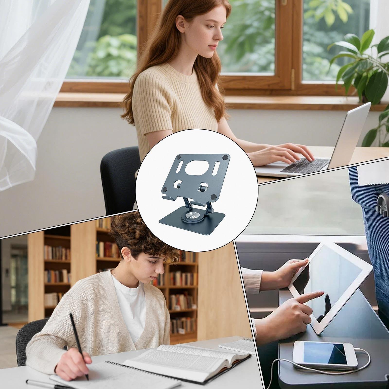 Подставка для ноутбука Эргономичная с вращающимся основанием на 360 градусов, складная, регулируемая | Портативный дизайн 3 в 1 для офиса, фото №4