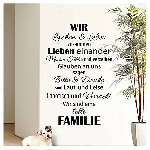 Наклейка на стіну W3301 "Wir sind eine tolle Familie" 58 x 90 см Чорний - Фото 1
