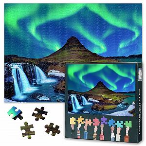 Пазл Магічне північне сяйво над засніженими горами Ісландії 1000 деталей 50 x 70 см - Фото 1