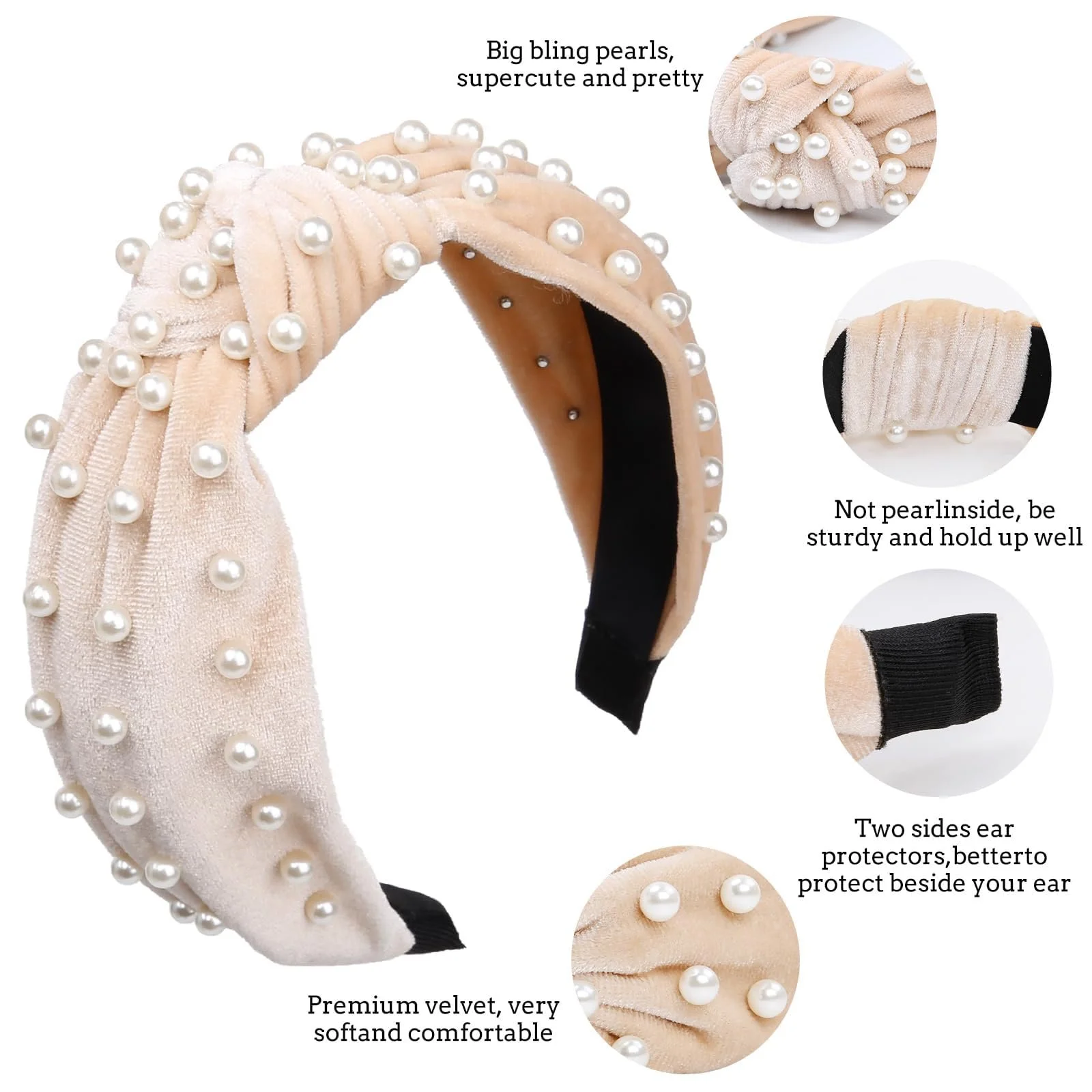 Обруч на голову Вузлик з бісером для жінок, 2 шт., фото №3 Обруч на голову Вузлик з бісером для жінок, 2 шт., фото №3