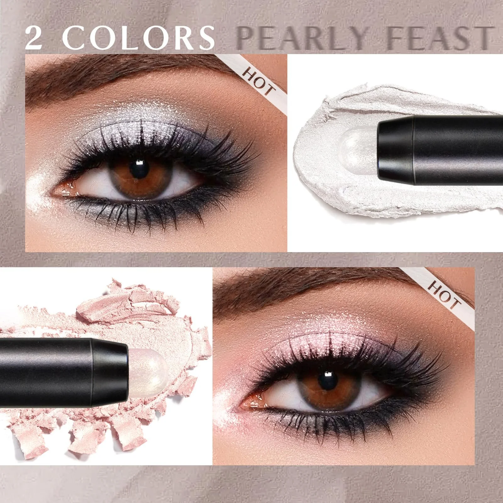 Набор NewBang 2 Жидкие тени для век Перламутрово-белые, фото №3 Набор NewBang 2 Жидкие тени для век Перламутрово-белые, фото №3