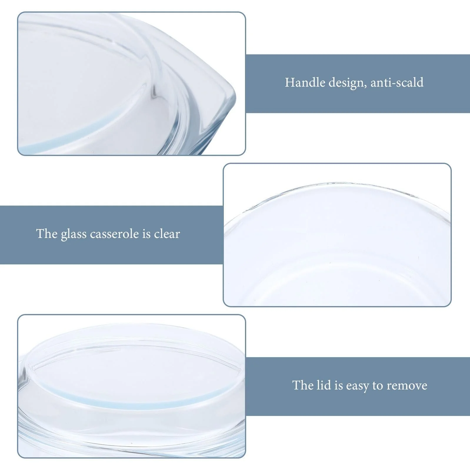 Форма для запекания Veemoon круглая стеклянная с крышкой и ручками термостойкая для микроволновой печи, фото №5