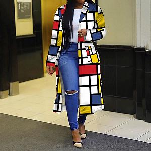 Жіноча Куртка Windbreaker з принтом, довга, однотонна, з лацканами та кишенею synthetic.ua - Фото 1