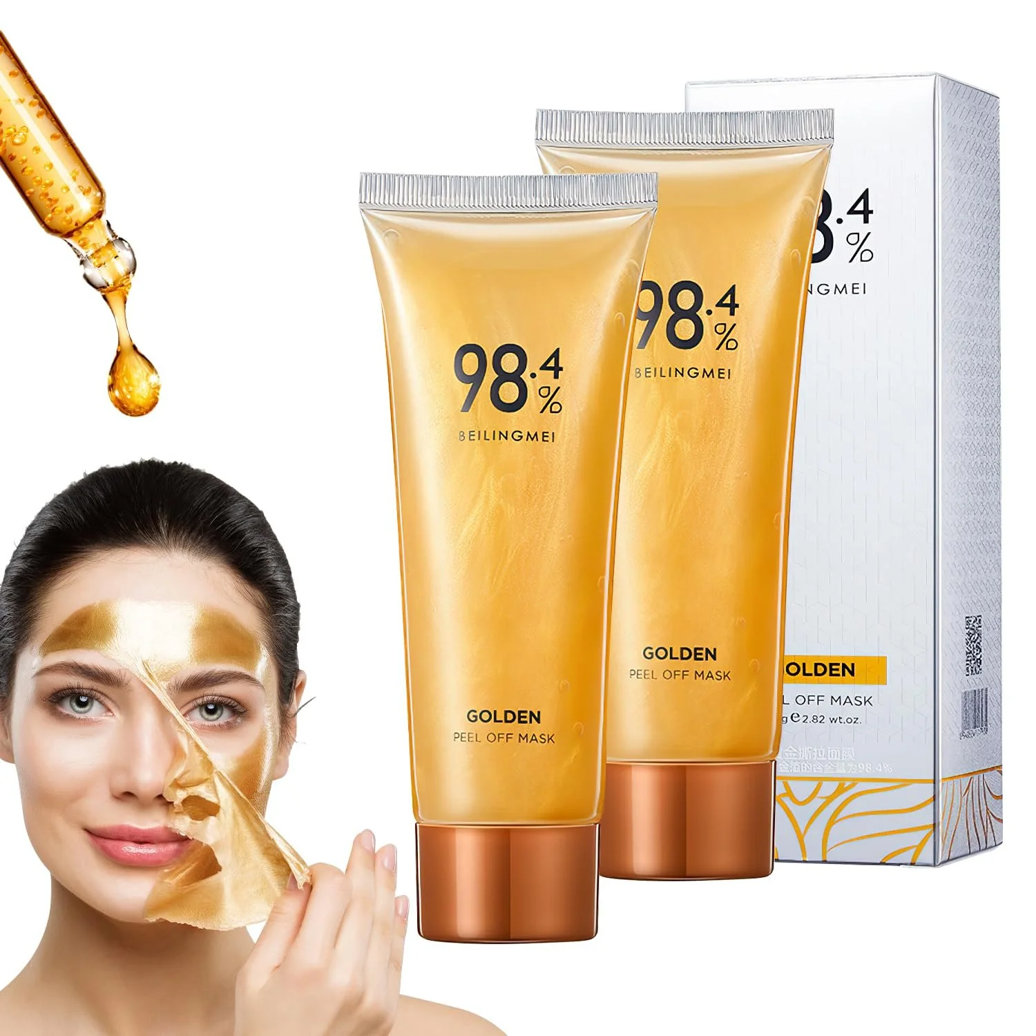 Маска-пленка BSOON Золотая, Набор из 2 золотых фольгированных очищающих масок, Маски для лица, подтягивающие и укрепляющие, Увлажняющая маска для лица, фото №1