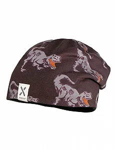 Шапка maximo Детская Средняя, Джерси с принтом, Черно-серая, с динозаврами, Размер 49, черно-серая, 49 - Фото 1