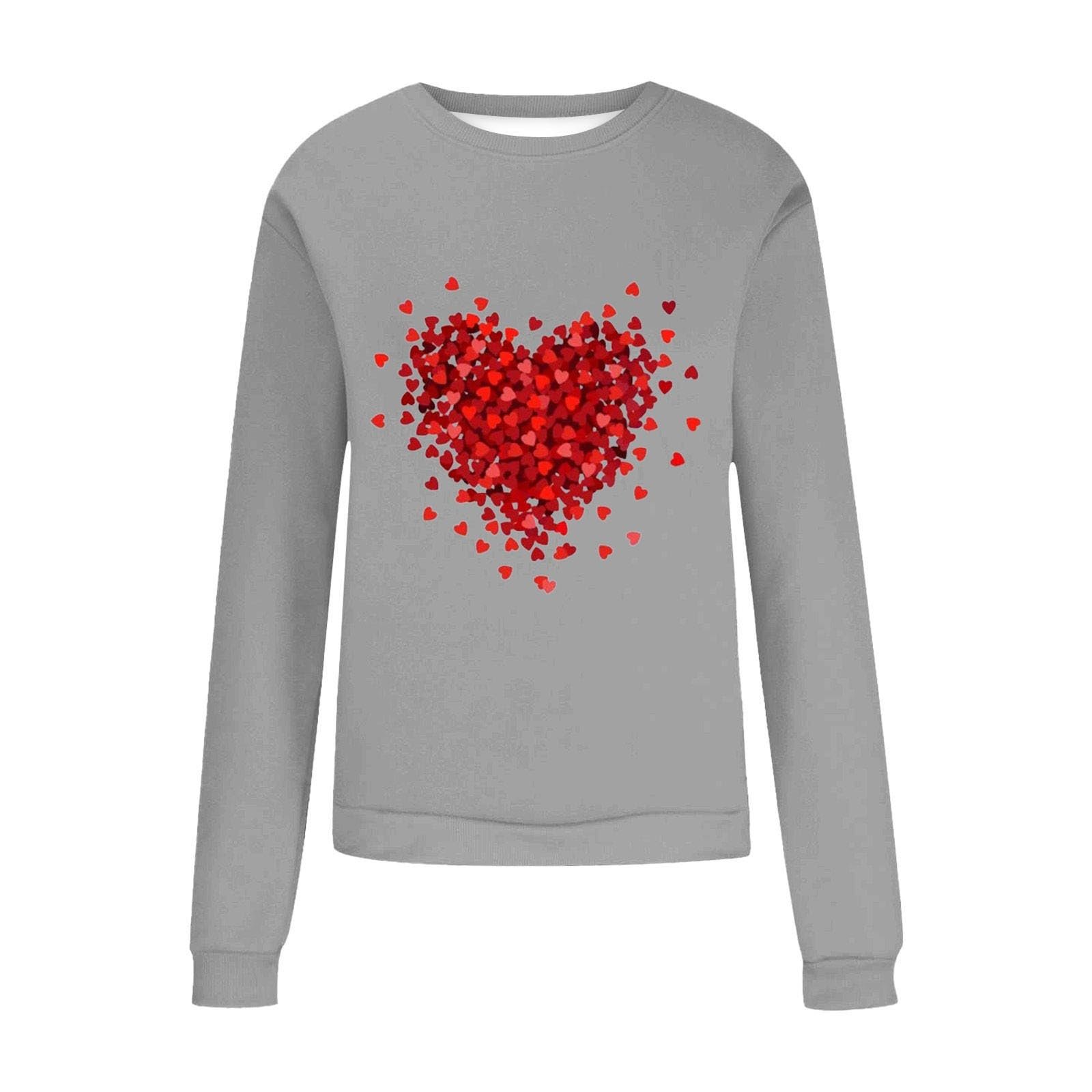 Модная женская рубашка обычного кроя, стиль 111s, ко дню святого Валентина, милый свитшот с принтом в форме сердца, пуловер с круглым вырезом, рубашка с длинными рукавами для весны/осени с V-образным вырезом, фото №2