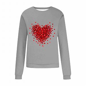 Модная женская рубашка обычного кроя, стиль 111s, ко дню святого Валентина, милый свитшот с принтом в форме сердца, пуловер с круглым вырезом, рубашка с длинными рукавами для весны/осени с V-образным вырезом synthetic.ua - Фото 1