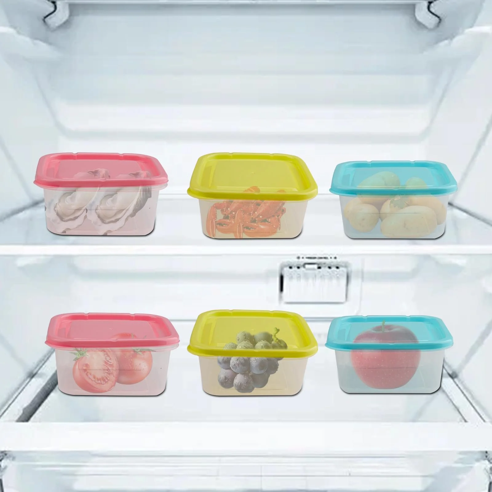 Контейнери для зберігання продуктів Набір 9 шт з кришками 550 мл 13 x 13 x 6.5 см Герметичні Штабельовані Багаторазові, фото №7