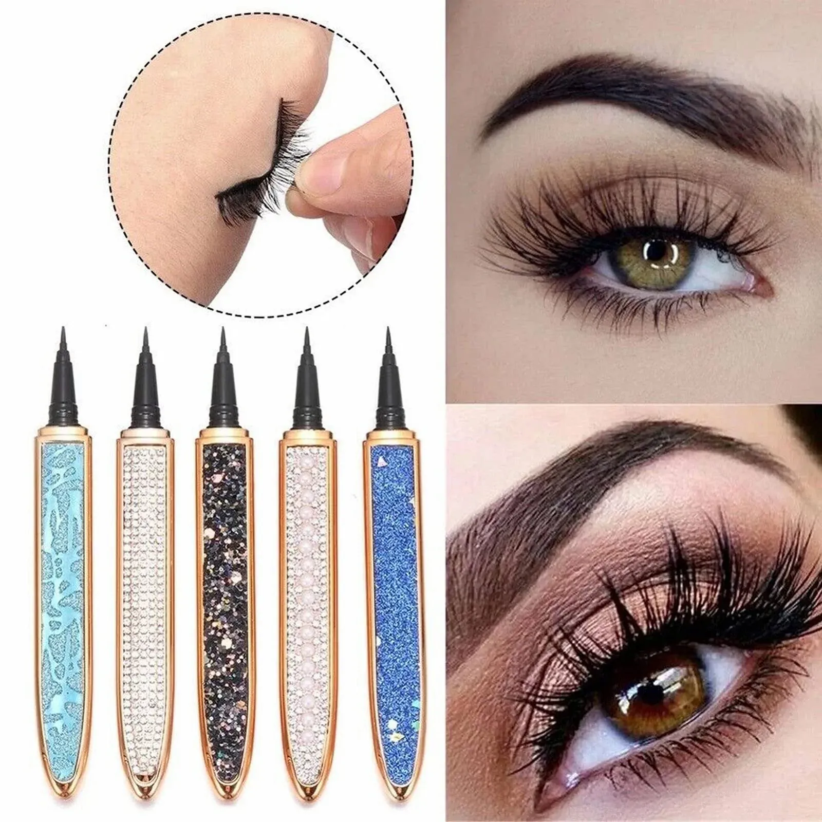 Підводка для вій і набором накладних вій 5 пар, рідка, не магнітна (5 штук), фото №5