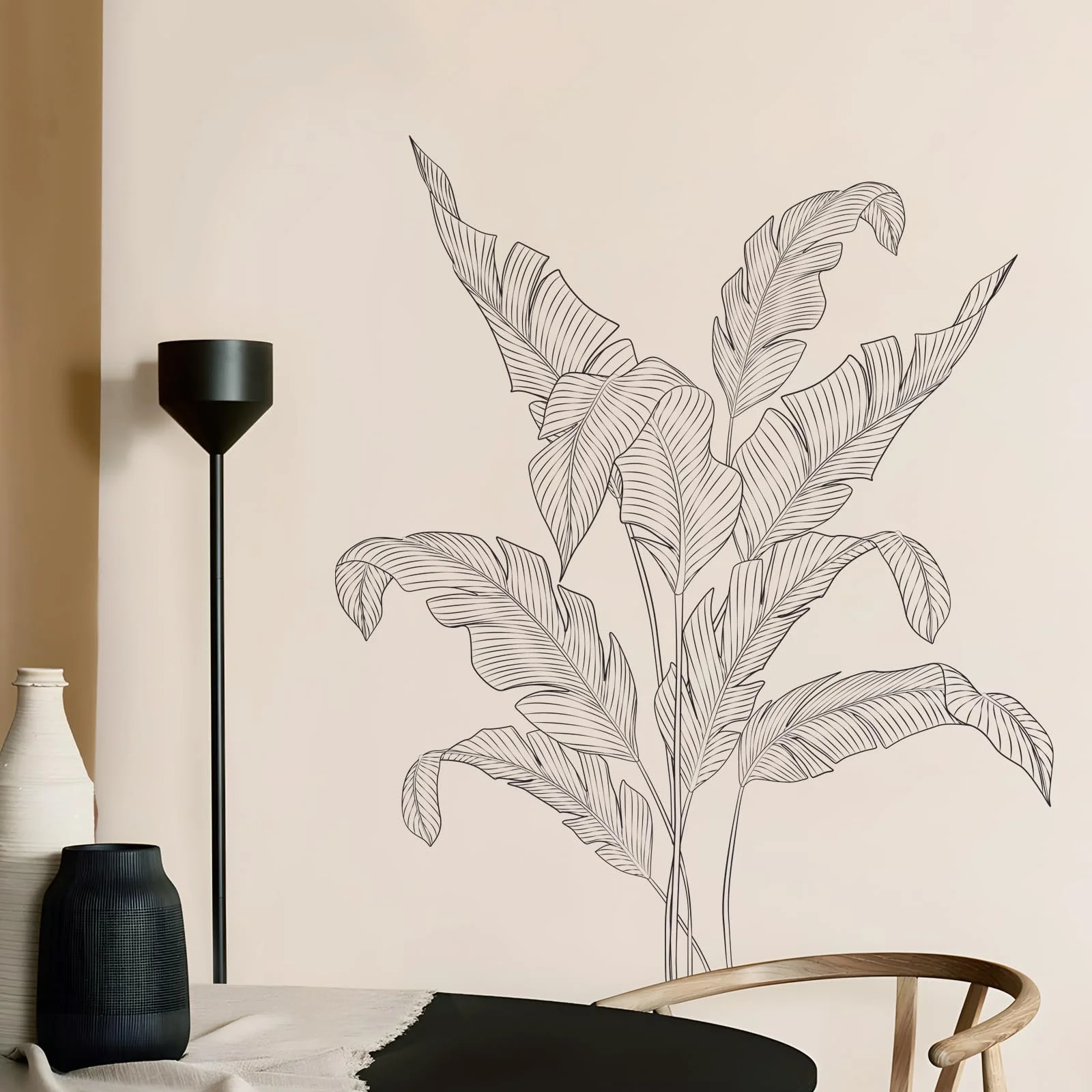 Наклейка на стіну Supzone Tropical Plants Palm Leaves 82 x 97 см Чорна, фото №5