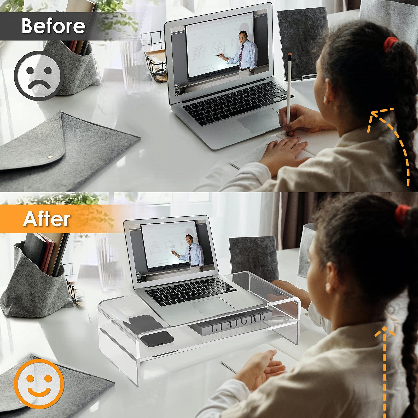 Підставка для монітора акрилова 2-рівнева Goldorcle Прозора, фото №3 Підставка для монітора акрилова 2-рівнева Goldorcle Прозора, фото №3