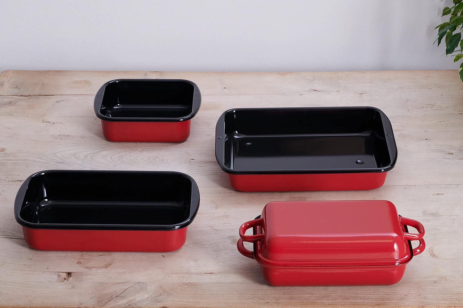 Форма для запікання Riess Classic Colour 0435-020 40x23,5x5,7 см Емальована Індукція Червоний/Чорний, фото №5