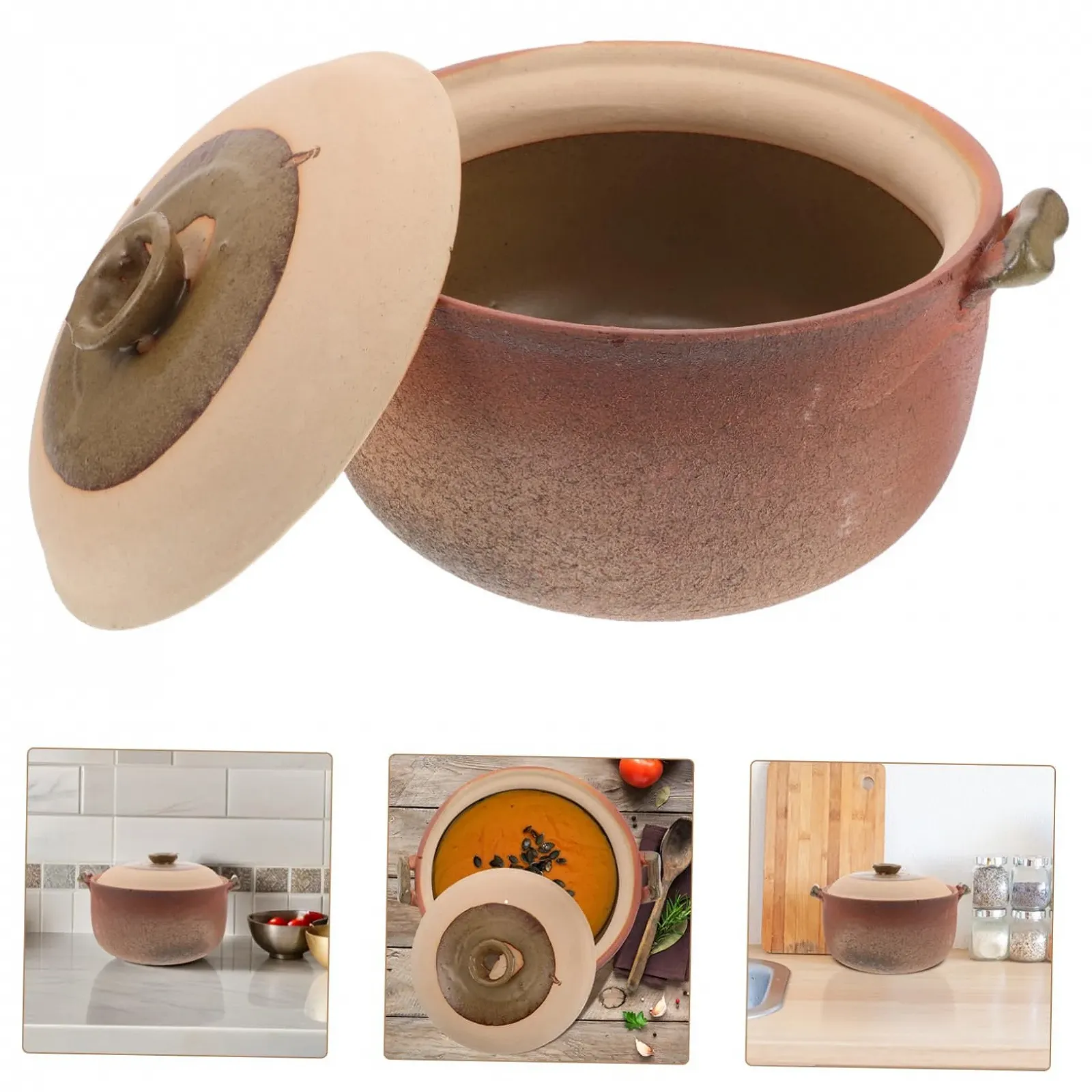 Кастрюля Garneck из каменной керамики с ручкой для медленного приготовления стильная прочная, фото №9