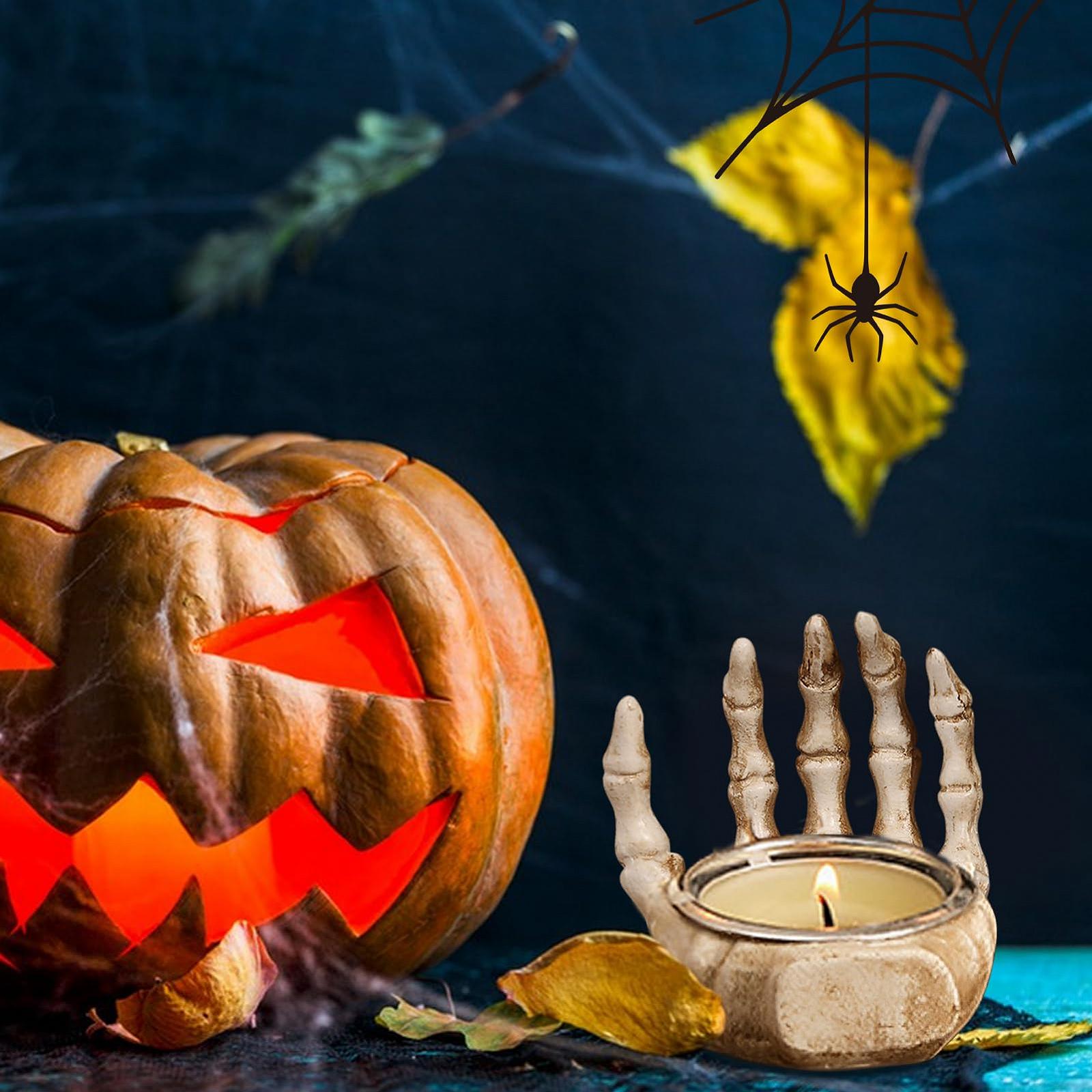 Подсвечник Skeleton Hand Tea Light Gothic Candle Holder Skull Shape Halloween Decoration Tea Light Holder Skeleton Skull Gothic Figure Tea Light Candle Hand, фото №6